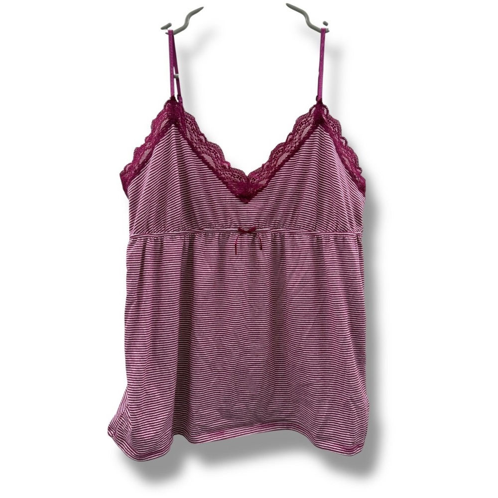 Old Navy Intimates Camisole Large Purple Stripe Lace Trim Sleep Lounge Y2K Soft